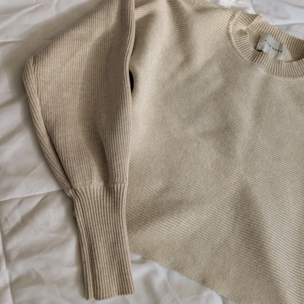 Women Ribbed cream Sweater - Picture 3 of 9